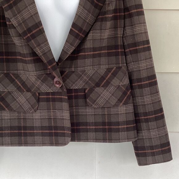 Tribal dark green plaid jacket blazer size 14.  0318 - Picture 3 of 9